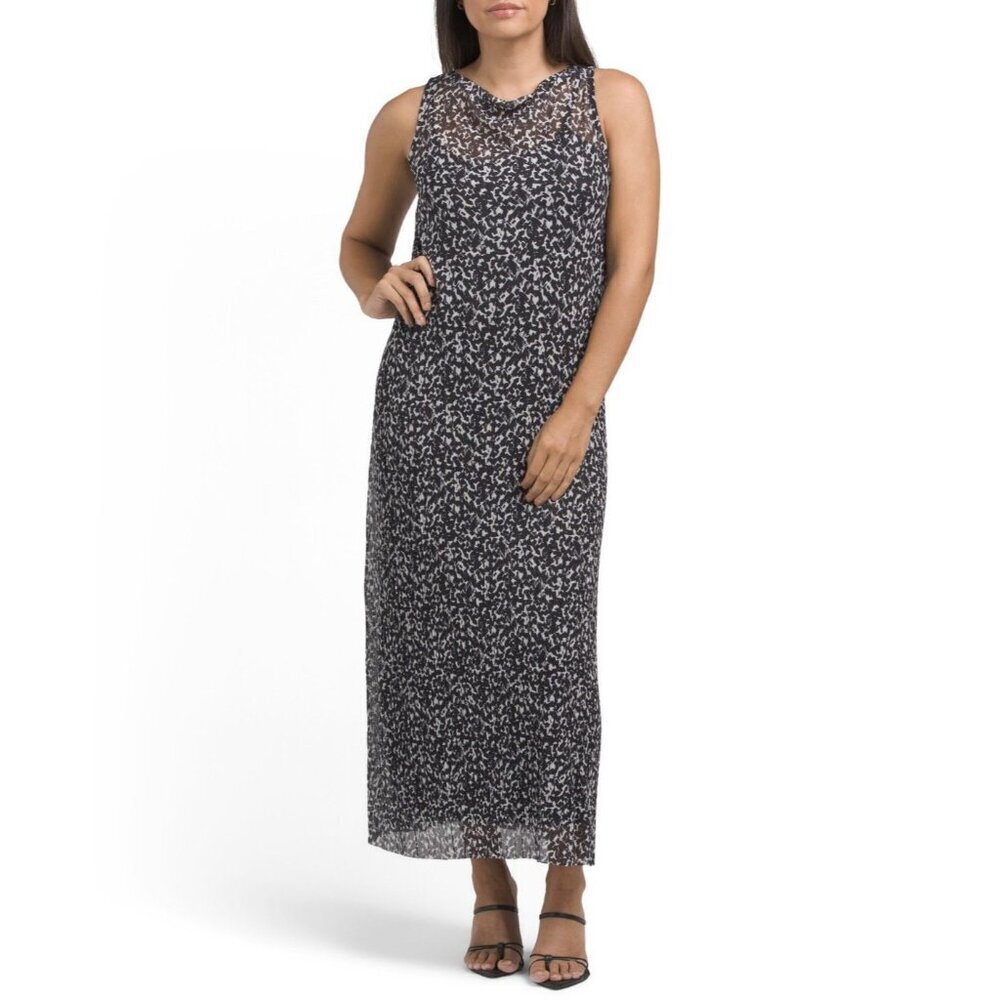 Vince Camuto Women's Maxi Dress Size XS Rich Black Printed Sleeveless NWT $79